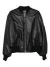 Attico Anja Leather Bomber Jacket In Black