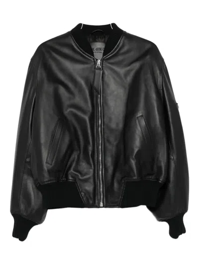 ATTICO LEATHER ZIP-FRONT BOMBER JACKET