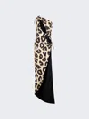 Attico Abito Animal Print One-shoulder Midi Dress In Multi