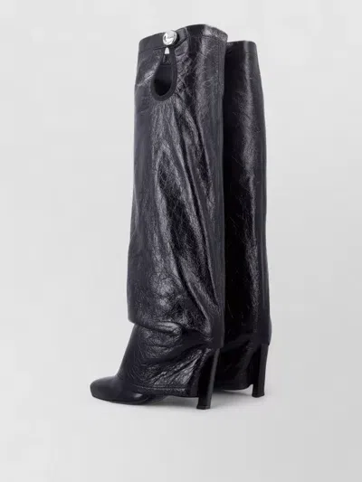 Attico Leon Knee High Pointed Toe Stiletto Boots In Black