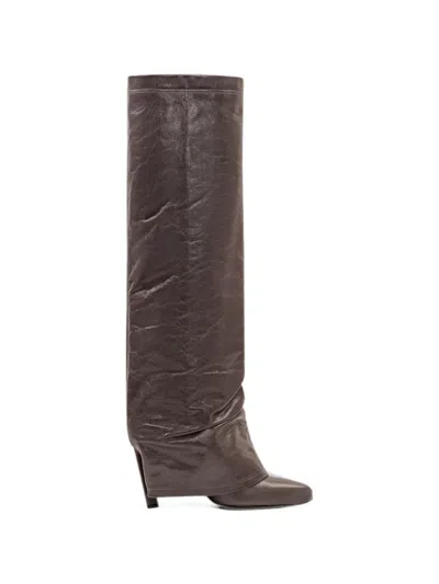 Attico Leon Knee-high Boots In Brown