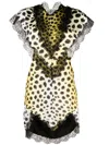 Attico Jace Cheetah-print Lace-trim Cutout Mini Dress In Leopard Print