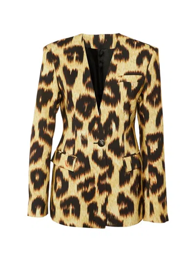 Pre-owned Attico Leopard-print Blazer In Neutral