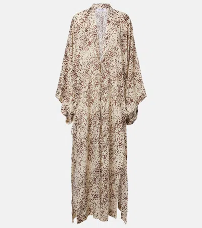 Attico Leopard-print Cotton Beach Cover-up In Brown