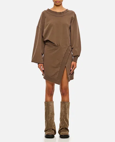 Attico Light American Fleece Mini Dress In Brown