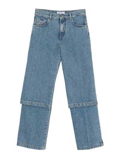 Attico Paneled High-rise Wide-leg Jeans In Blue