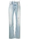 Attico Logo-ring Mid-rise Tapered Jeans In Light Blue
