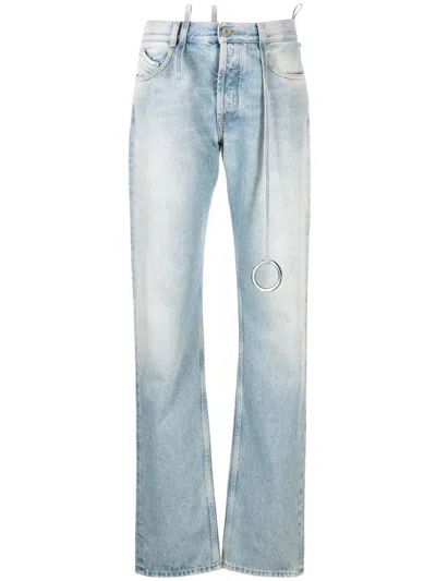 Attico Logo-ring Mid-rise Tapered Jeans In Blue
