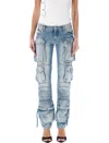Attico Essie Flared Cargo Pants In Light Blue