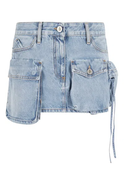 Attico Light Blue High-waisted Denim Mini Skirt