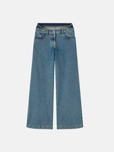 Attico Light Blue Long Pants In Light Blue Denim