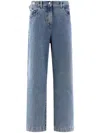 Attico Embroidered-logo Straight-leg Jeans In Blue
