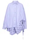 ATTICO LIGHT BLUE STRIPED COTTON SHIRT WITH SIDE DRAPING AND OVERSIZED FIT