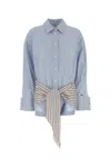 Attico Striped Cotton Shirt Dress In Blue