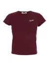 Attico Bordeauc Cotton T-shirt With Embroidered Logo In Burgundy