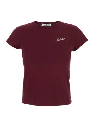 ATTICO BORDEAUX CREW NECK T-SHIRT WITH LOGO LETTERING ON THE FRONT IN COTTON WOMAN