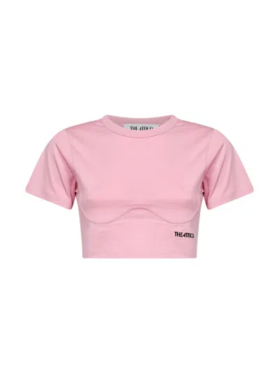 Attico Logo-embroidered T-shirt In Pink