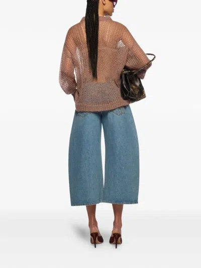 Attico Light Safari Knit Sweater In Brown