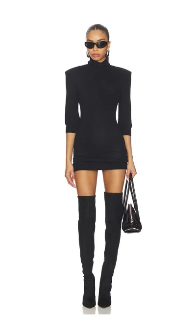 Attico Light Wool Mini Dress In Black