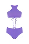 Attico Stretch Nylon High-waisted Bikini Bottoms In Light Purple