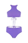 Attico Stretch Nylon High-waisted Bikini Bottoms In Violet