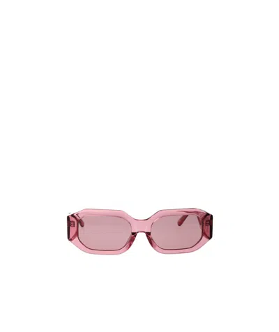Attico Linda Farrow X The  Rectangular-frame Sunglasses In Pink