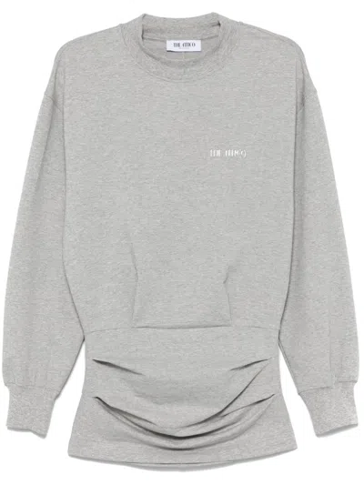 Attico Logo-appliqué Mini Dress In Grey