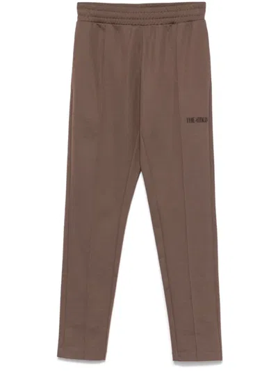 Attico Elastic Waistband Ribbed Cuffs Side Pockets In Brown