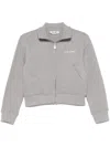 Attico Cropped High Collar Knit Jacket In Gray