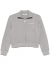 Attico Cropped High Collar Knit Jacket In Grey