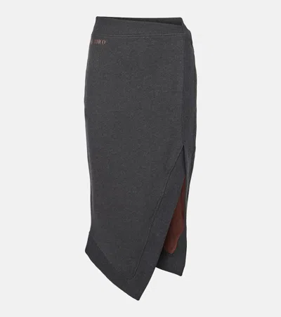 ATTICO LOGO ASYMMETRIC COTTON JERSEY MIDI SKIRT