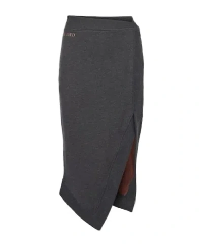 Attico Logo Asymmetric Cotton Jersey Midi Skirt In Black