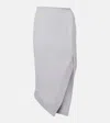 Shop Attico Logo Asymmetric Cotton Jersey Midi Skirt In Grey