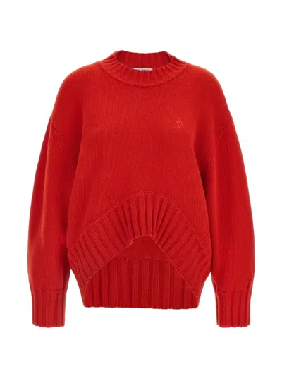 Attico Asymmetrical Hem Sweater Sweaters And Cardigans Red