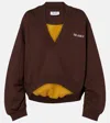 Attico Brown Cropped Sweatshirt With V Neck And Logo Lettering On The Front In Cotton Woman In Brown