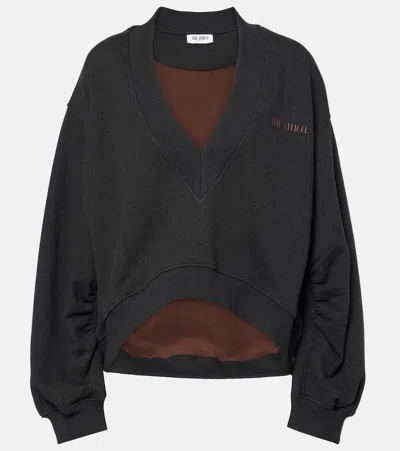 Attico Logo Cotton Fleece Sweatshirt In Black