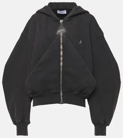 Attico Logo Cotton Jersey Zip-up Hoodie In Blue