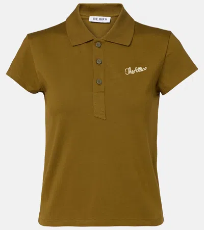 Attico Logo Cropped Cotton Jersey Polo Shirt In Green