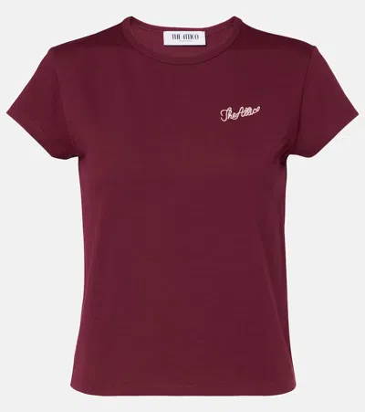 Attico Logo Cropped Cotton Jersey T-shirt In Burgundy