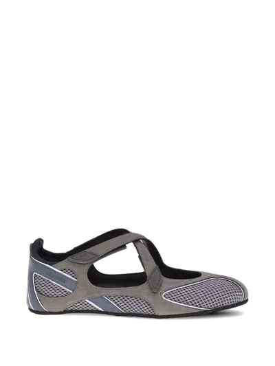 Attico Logo Detail Ballet Flats In Gray