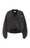 Attico Logo-detailed Cropped Cotton Sweatshirt In Grey