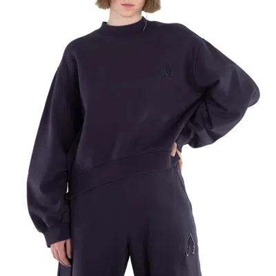 Attico Logo Embossed Crewneck Fleece Sweatshirt In Black