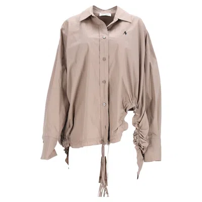 Attico Logo-embroidered Asymmetric Shirt In Brown Viscose