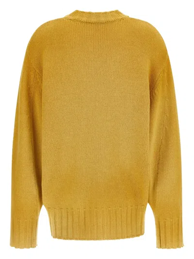 Attico Logo-embroidered Asymmetrical Sweater In Yellow
