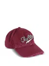 Attico Logo-embroidered Frayed-edge Baseball Cap In Red