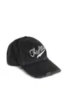 Attico Baseball Cap With Embroidery Logo And Frayed Hem In Black
