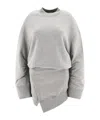 Attico Grey Crewneck Mini Dress With Logo Lettering On The Front And Tight Skirt In Gray