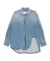 Attico Oversized Embroidered Denim Shirt In Blue