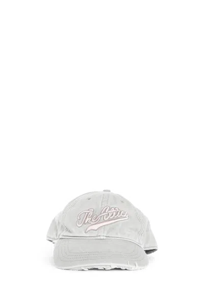 Attico Logo Embroidered Distressed Cap In Gray