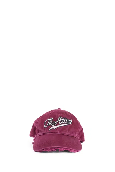 Attico Logo Embroidered Distressed Cap In Pink